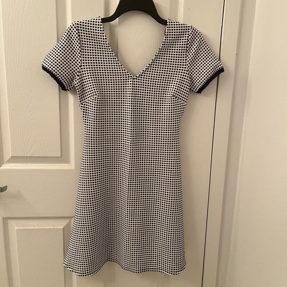 Armani Exchange women’s black and white fit flare dress with cross back